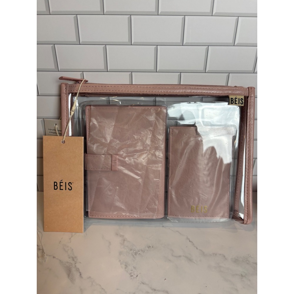 BEIS Passport and Luggage Tag Set Rose Pink 3 Piece Travel Pouch BEIS322179 NEW